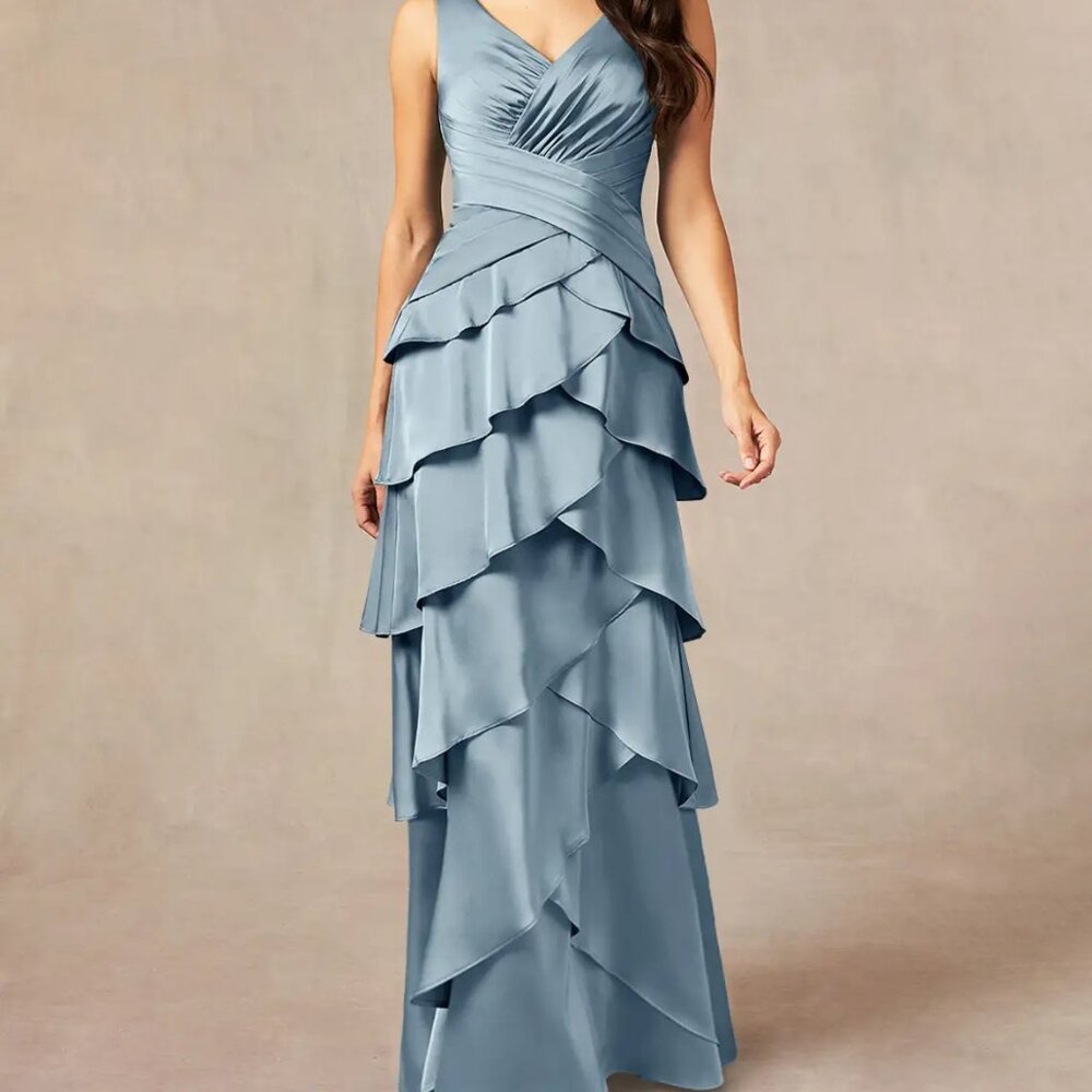 AZAZIE Plus Size Formal Dress in Smoky Gray/Plum with Two Elegant Chiffon Shrugs